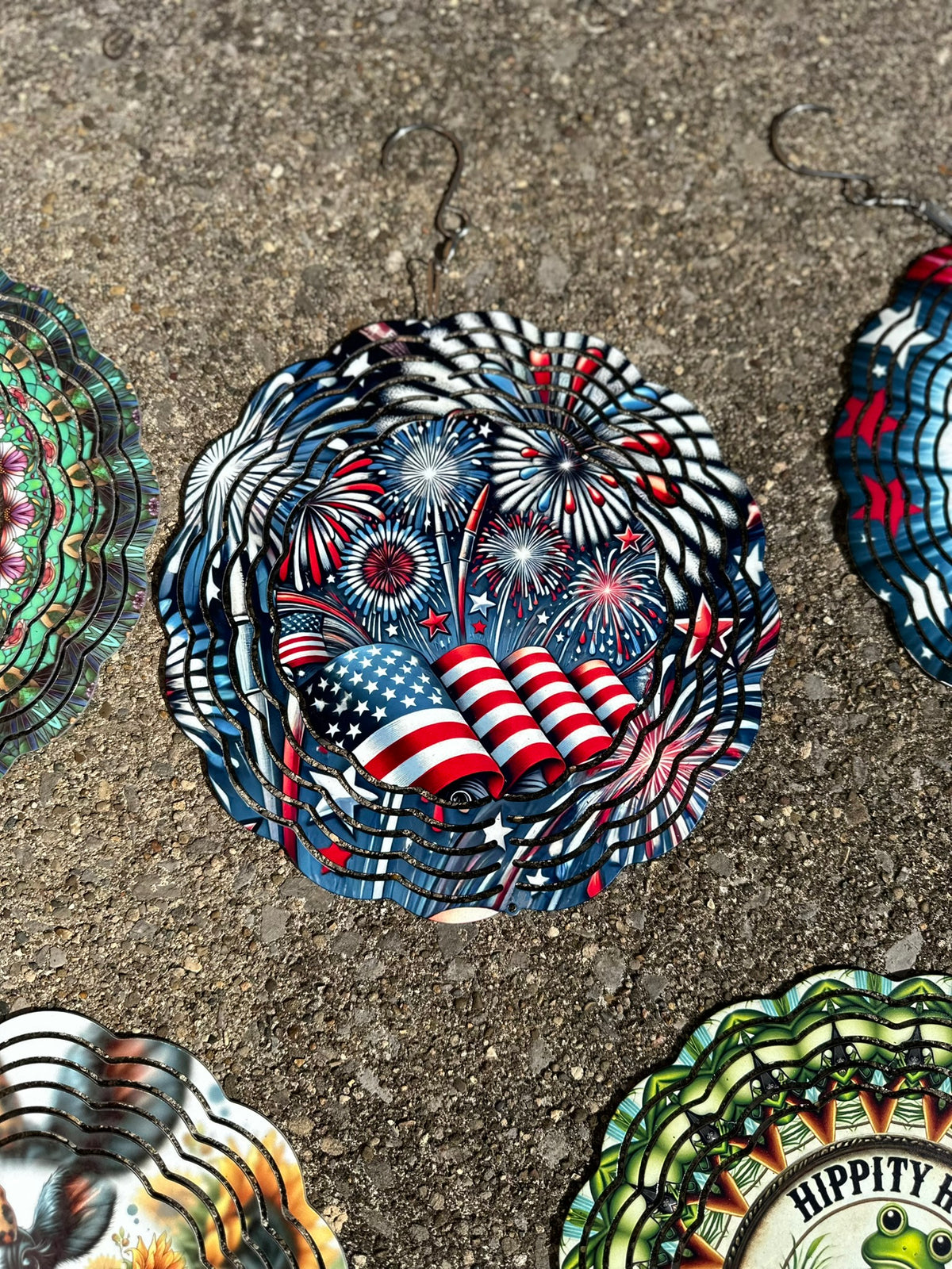 Patriotic Flag + Firework Wind Spinner – 8in