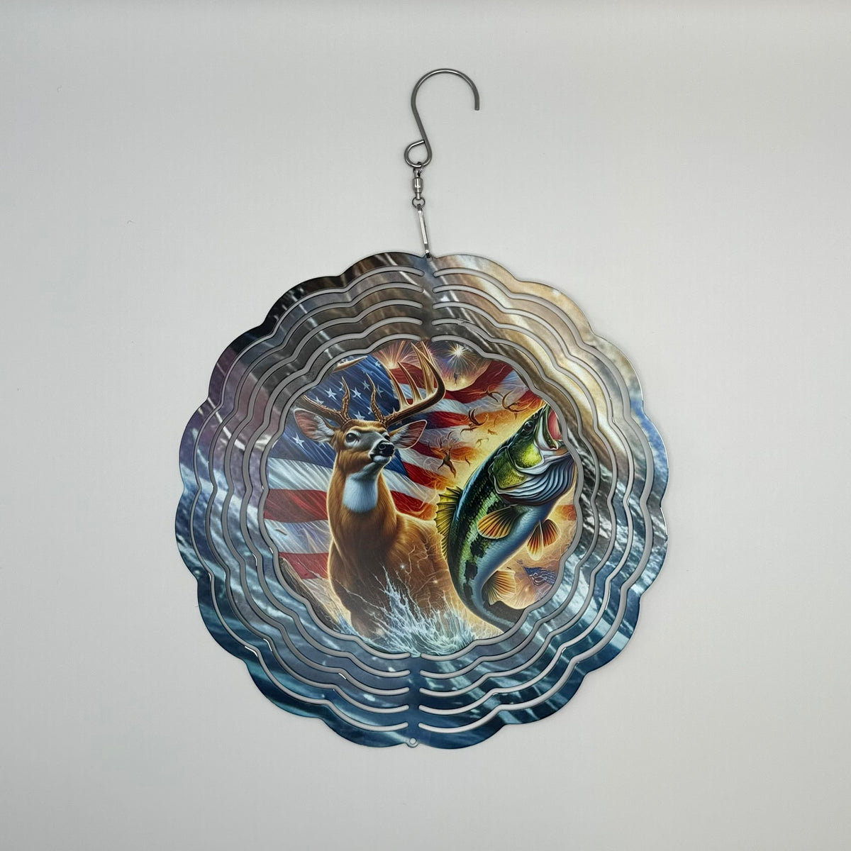 Deer & Fish Wind Spinner – 8in