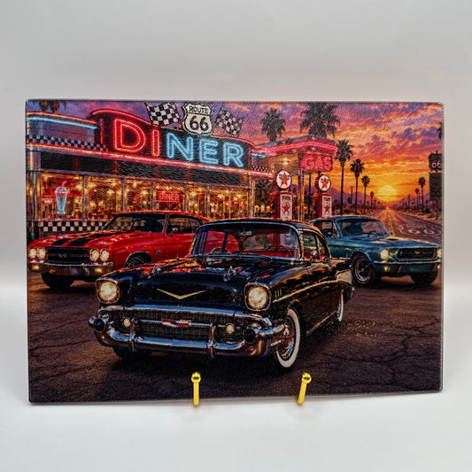 Route 66 Classic Cars Cutting Board