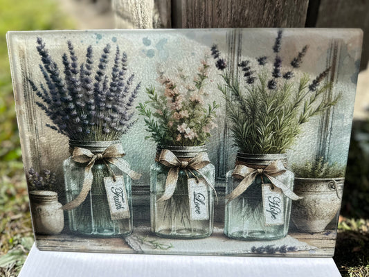 Faith, Love, Hope Herbs & Plants Cutting Board