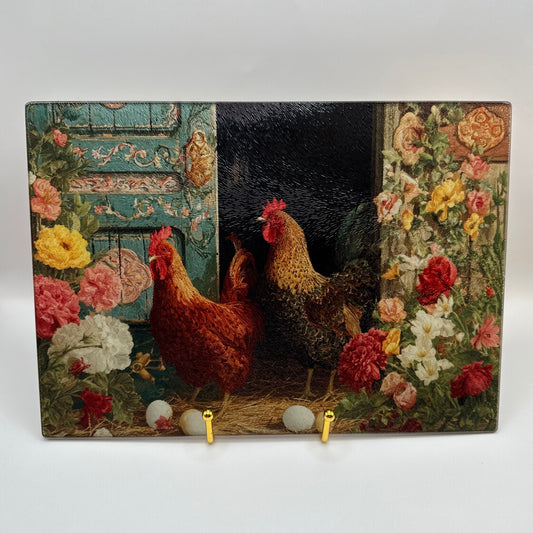 Chickens & Flowers Cutting Board