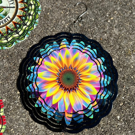 Neon Flower Wind Spinner – 8in