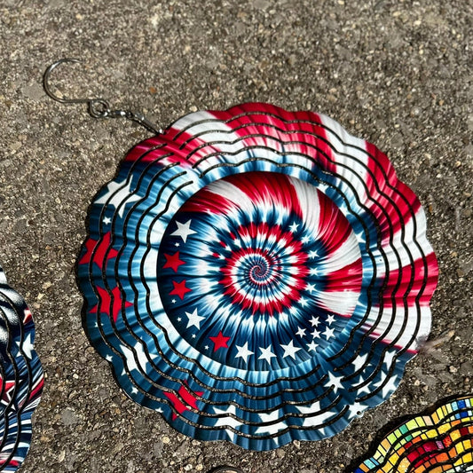 Patriotic USA Flag Swirl Wind Spinner – 8in