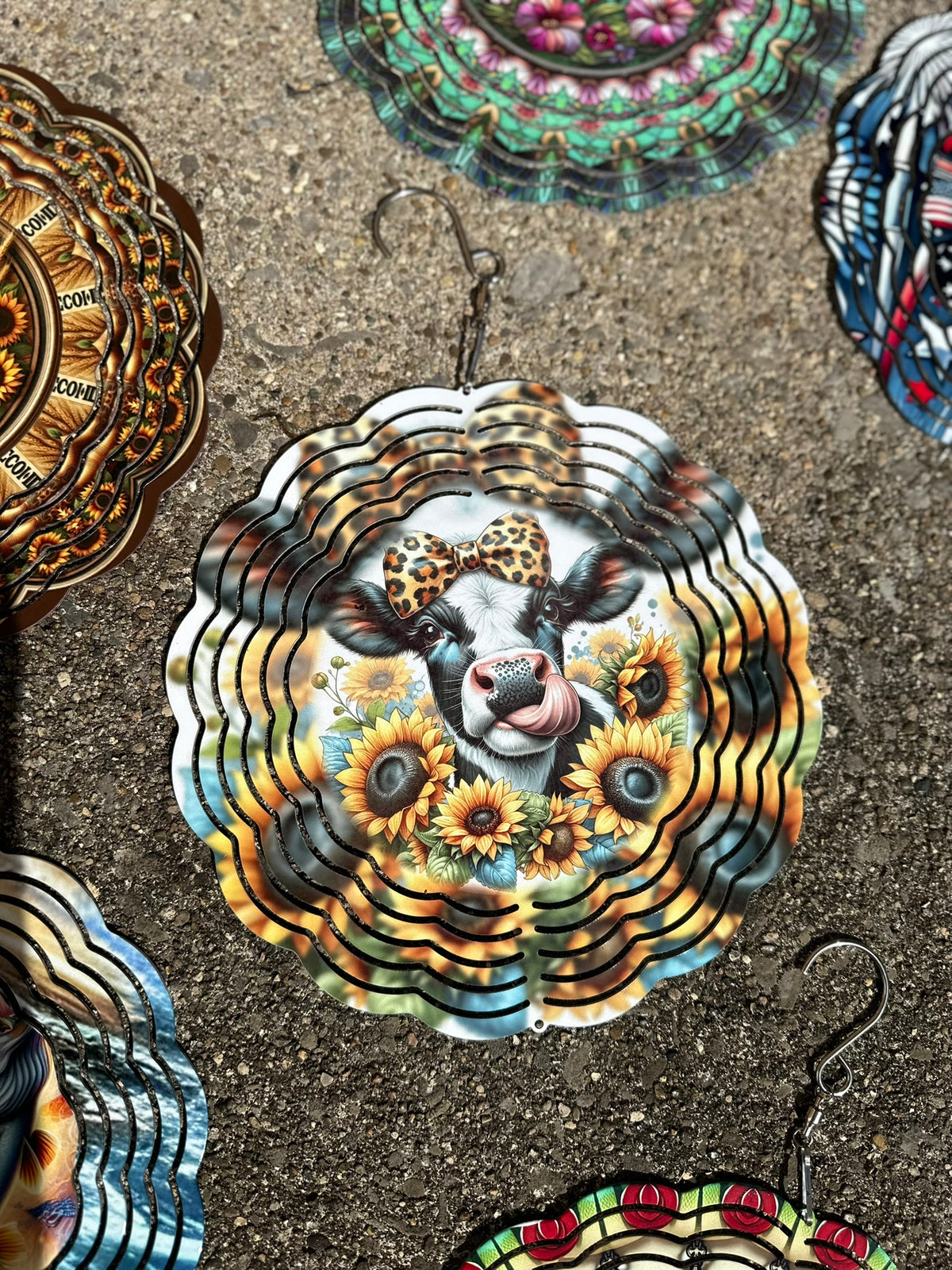 Sunflower Cow Wind Spinner – 8in