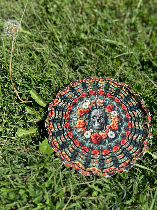 Autumn Skull Wind Spinner – 8in