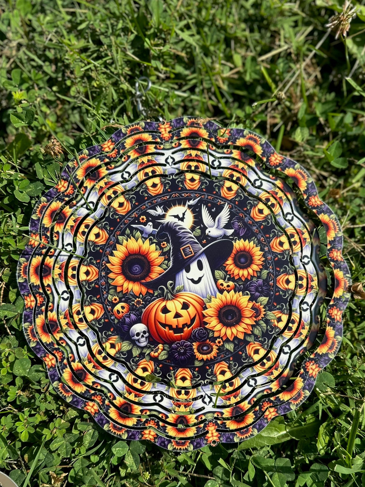 Ghost & Sunflower Wind Spinner – 8in