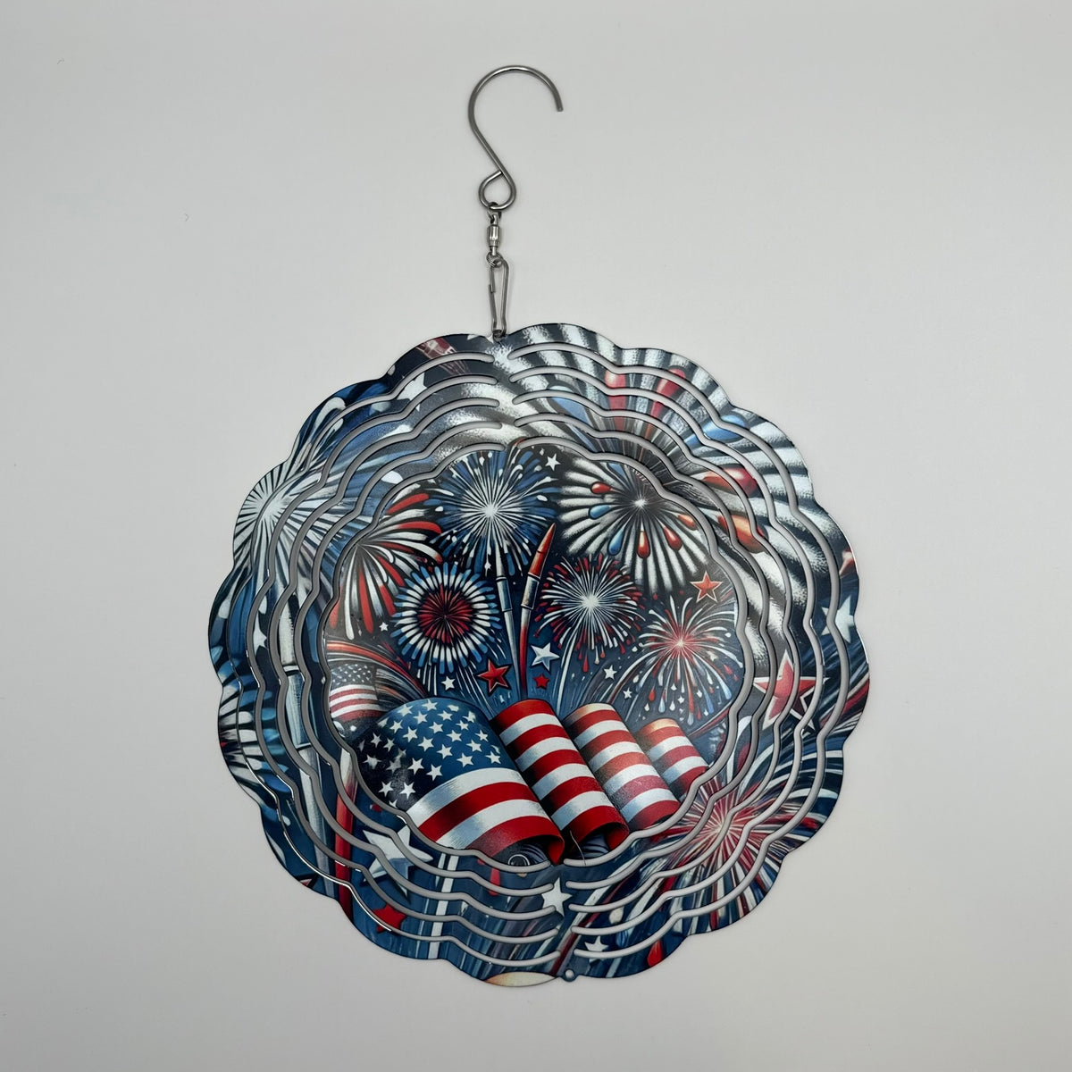Patriotic Flag + Firework Wind Spinner – 8in