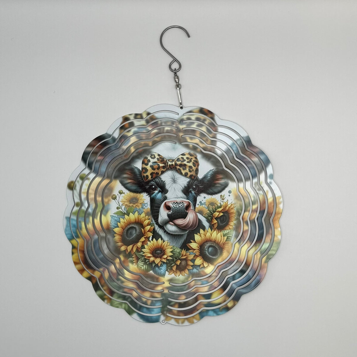 Sunflower Cow Wind Spinner – 8in