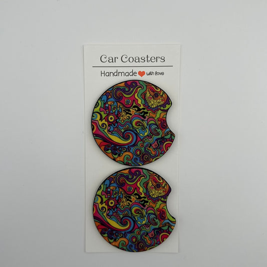 Psychedelic Swirl Car Coasters