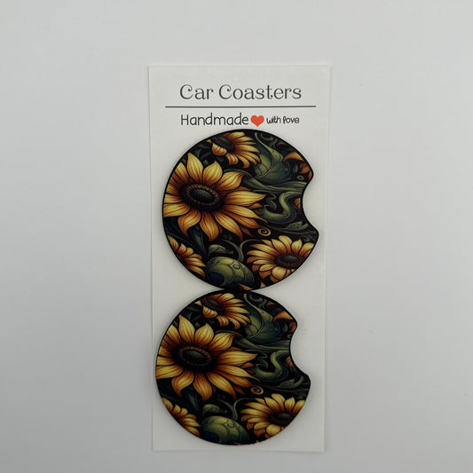 Psychedelic Sunflowers Car Coasters