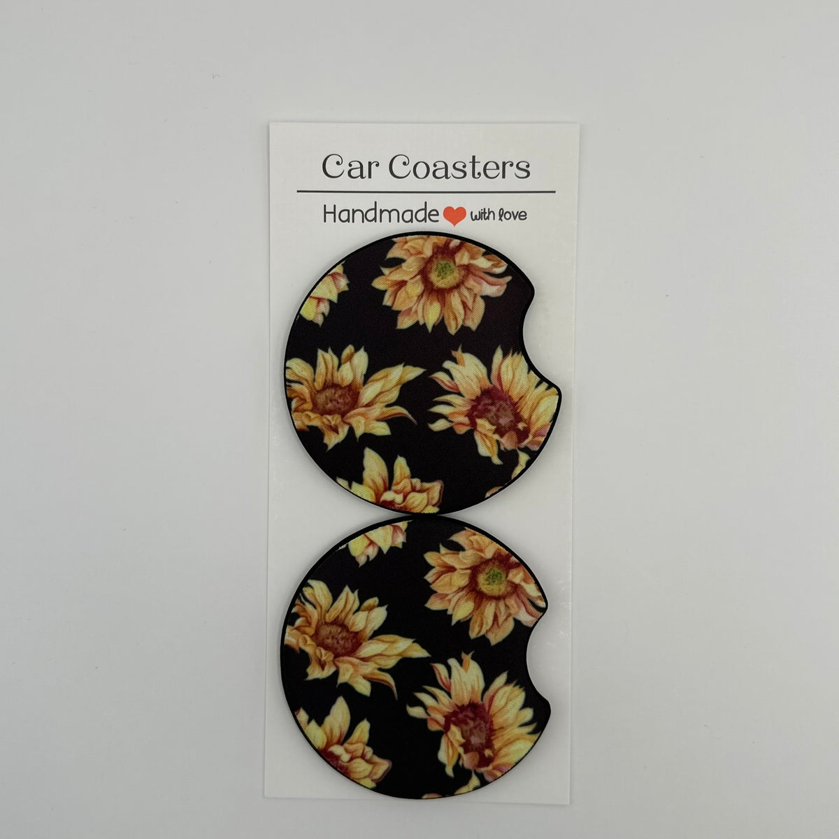 Sunflowers on Black Car Coasters