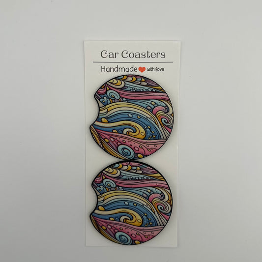 Abstract Wave Car Coasters