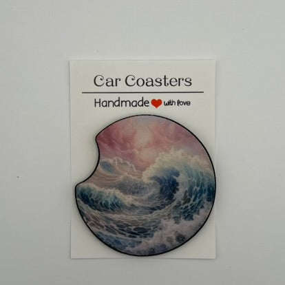 Pastel Surf Wave Car Coasters