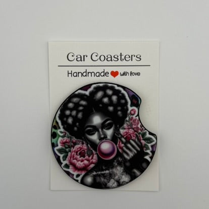 Bubblegum Bloom Babe Car Coasters