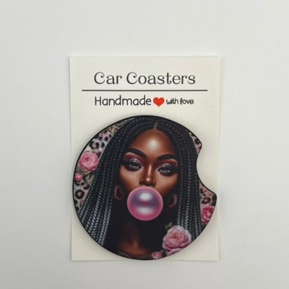 Braided Bubblegum Beauty Car Coasters
