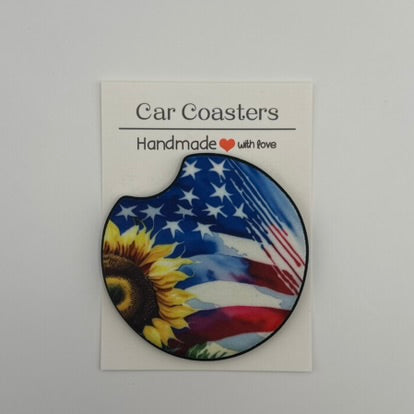 Patriotic Sunflower Car Coasters