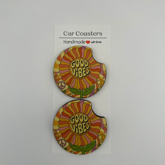 Good Vibes Flower Car Coasters