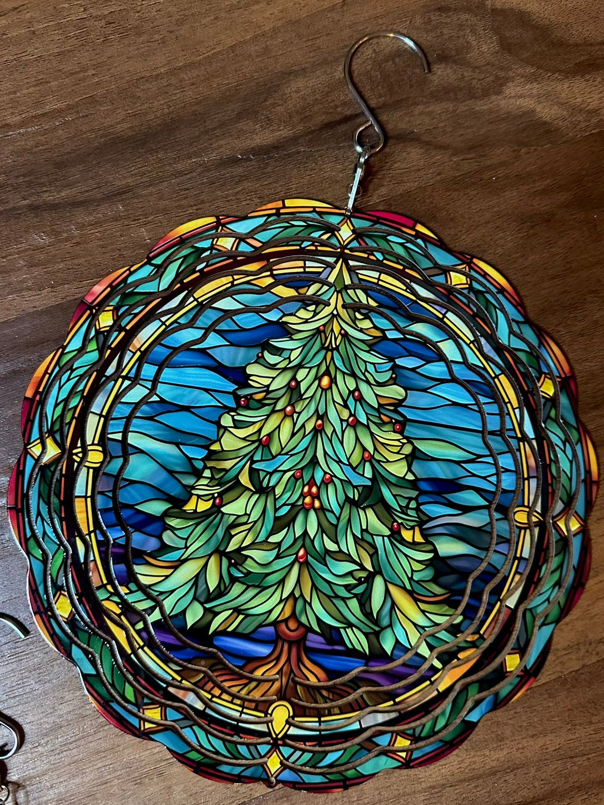 Stained Glass Christmas Tree Wind Spinner – 8in