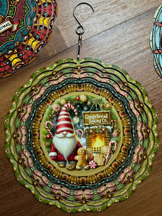 Gnome Gingerbread Baking Co Wind Spinner – 8in