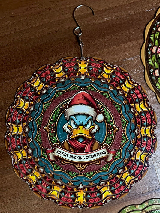 Merry Ducking Christmas Wind Spinner – 8in