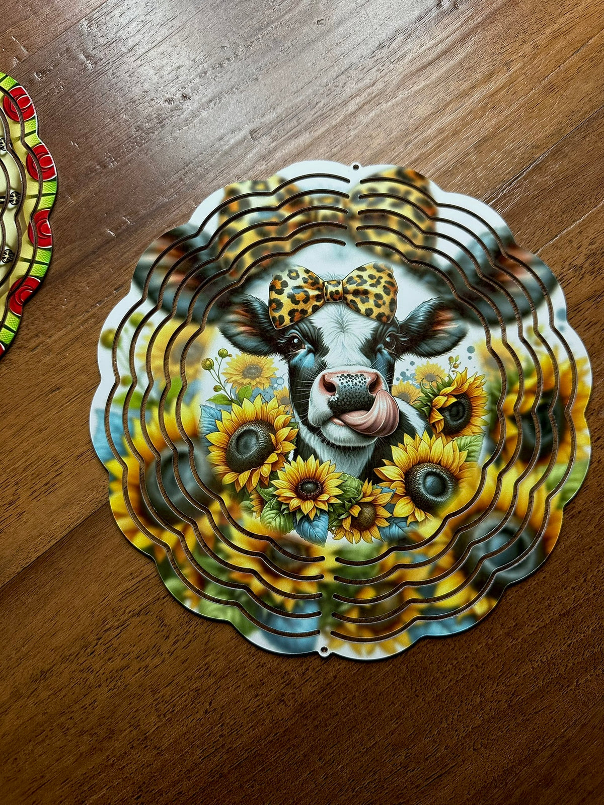 Sunflower Cow Wind Spinner – 8in